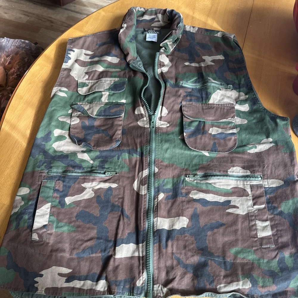 Fox Outdoor Camo Vest Full Zip Utility Hunting Camouflage Sz XXXL Men's
